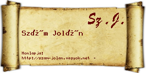 Szám Jolán névjegykártya